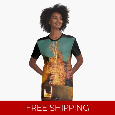 Le Studio Graphic T-Shirt Dress Fire in the Sky at Le Studio 2019